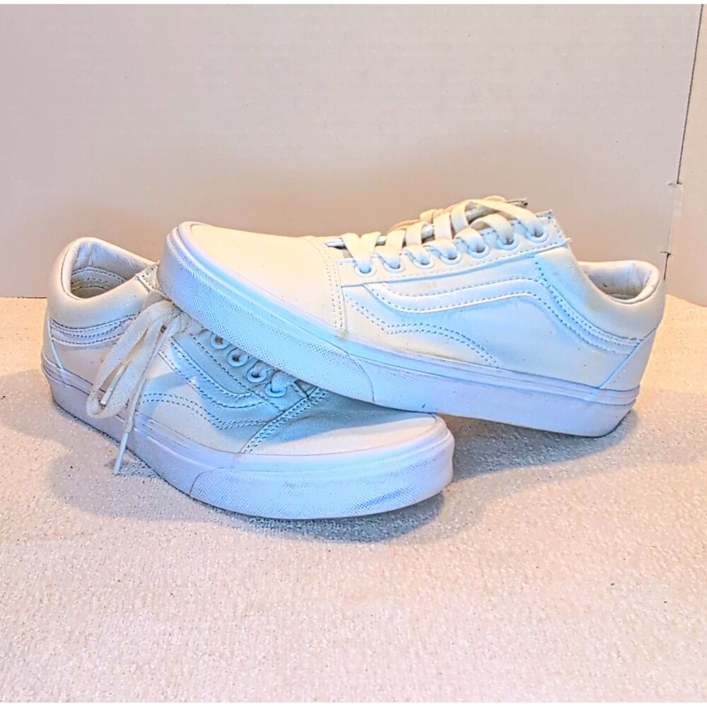 VANS Old Skool White Canvas Lace-Up Sneakers Men's US 6.5 Woman 8 E500714